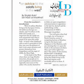 An Advice to the Salafis Living in the West By Shaikh Rabi bin Hadi al-Madkhali