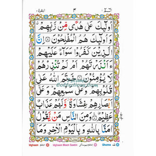 Alif Laam Meem Colour Coded Tajweed Rules : Persian ,Pakistani ,Indian Script,Ref 401