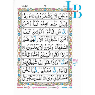 Alif Laam Meem Colour Coded Tajweed Rules : Persian ,Pakistani ,Indian Script,Ref 401