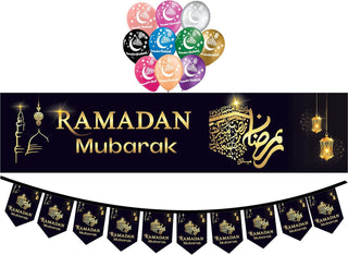 Ramadan Mubarak Decorations Banners, Buntings, Balloons Black  2025