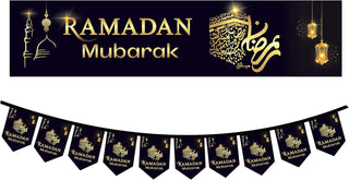 Ramadan Mubarak Decorations Banners, Buntings, Balloons Black  2025
