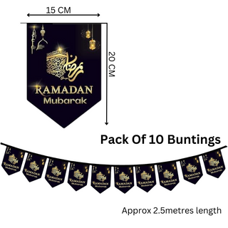 Ramadan Mubarak Decorations Banners, Buntings, Balloons Black  2025